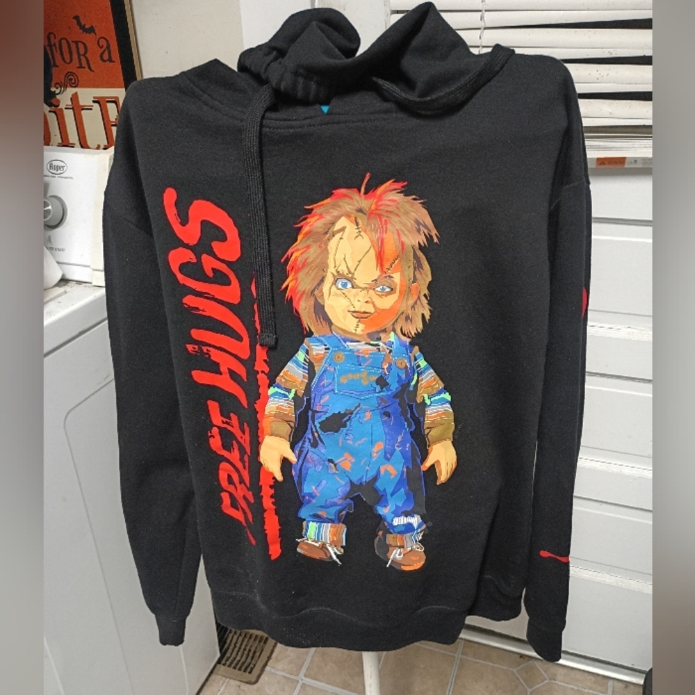 Chucky Graphic Horror Hoodie with Red Script